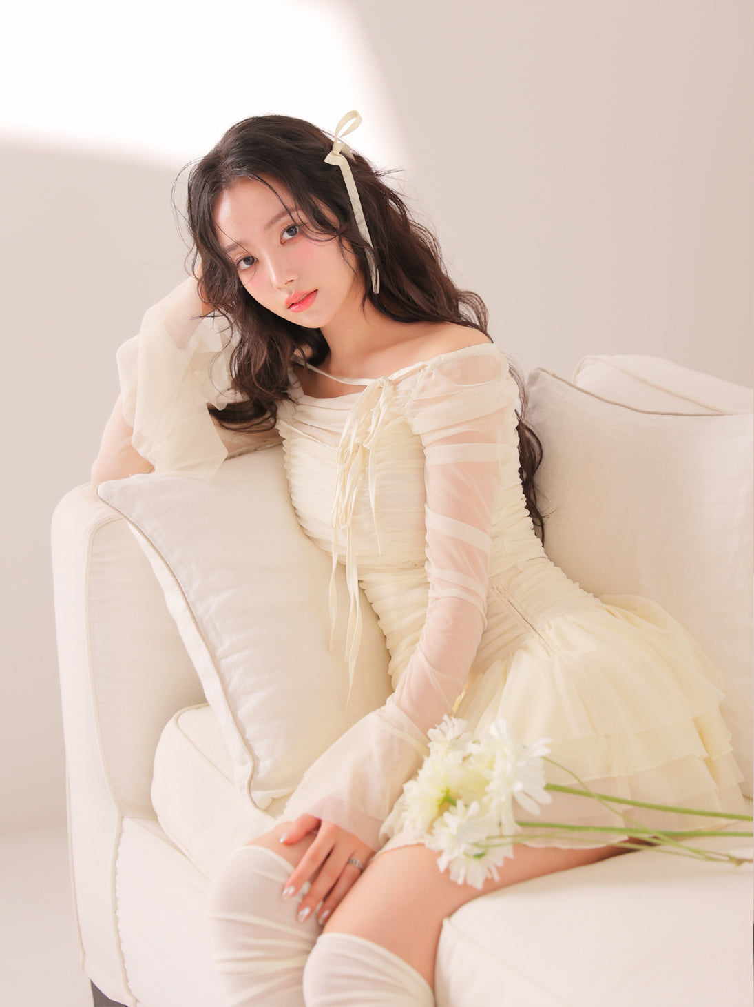 Chiffon mesh gathered setup(eme10765) – M me eme