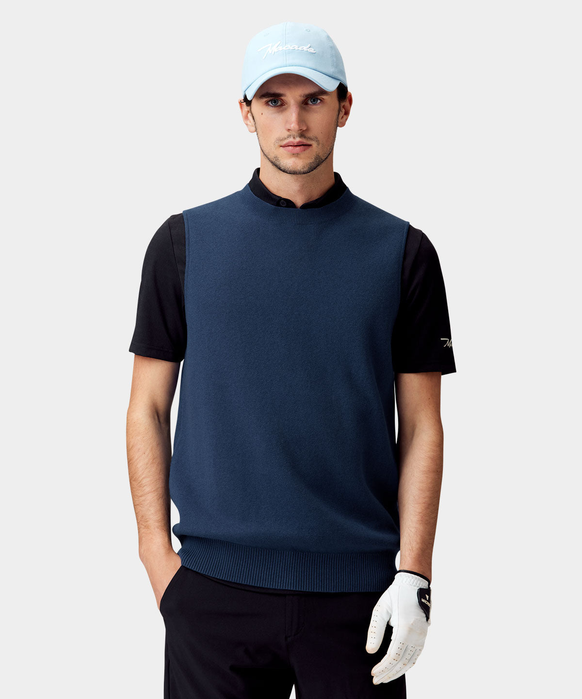 Men's Navy Knit Vest - Macade Golf