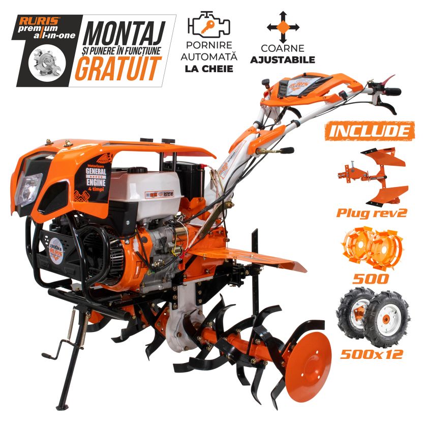 Motosapatoare RURIS 1300 KS + roti cauciuc 5.00-12+plug reversibil