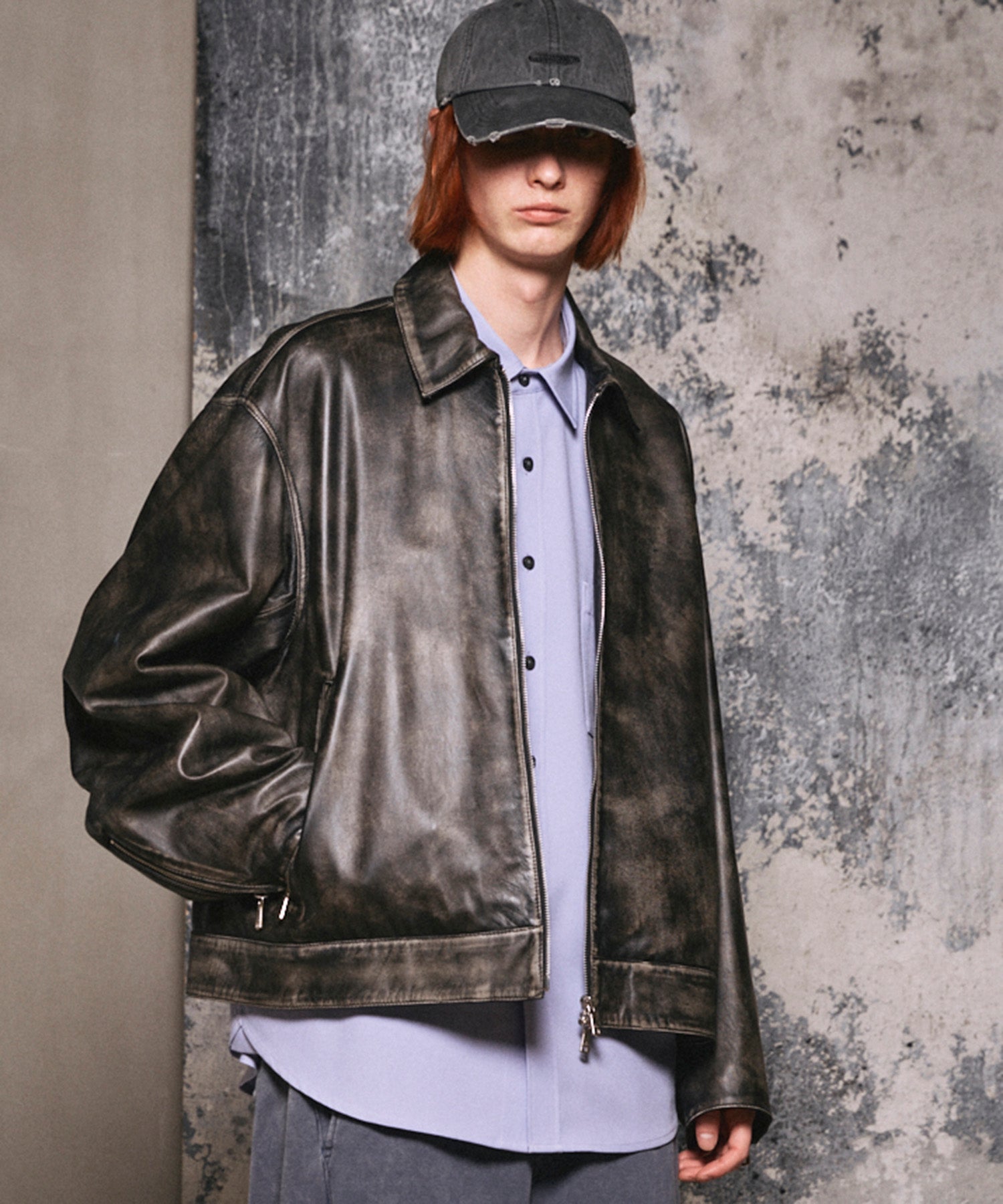 Sheep Leather Single Riders Collared Jacket