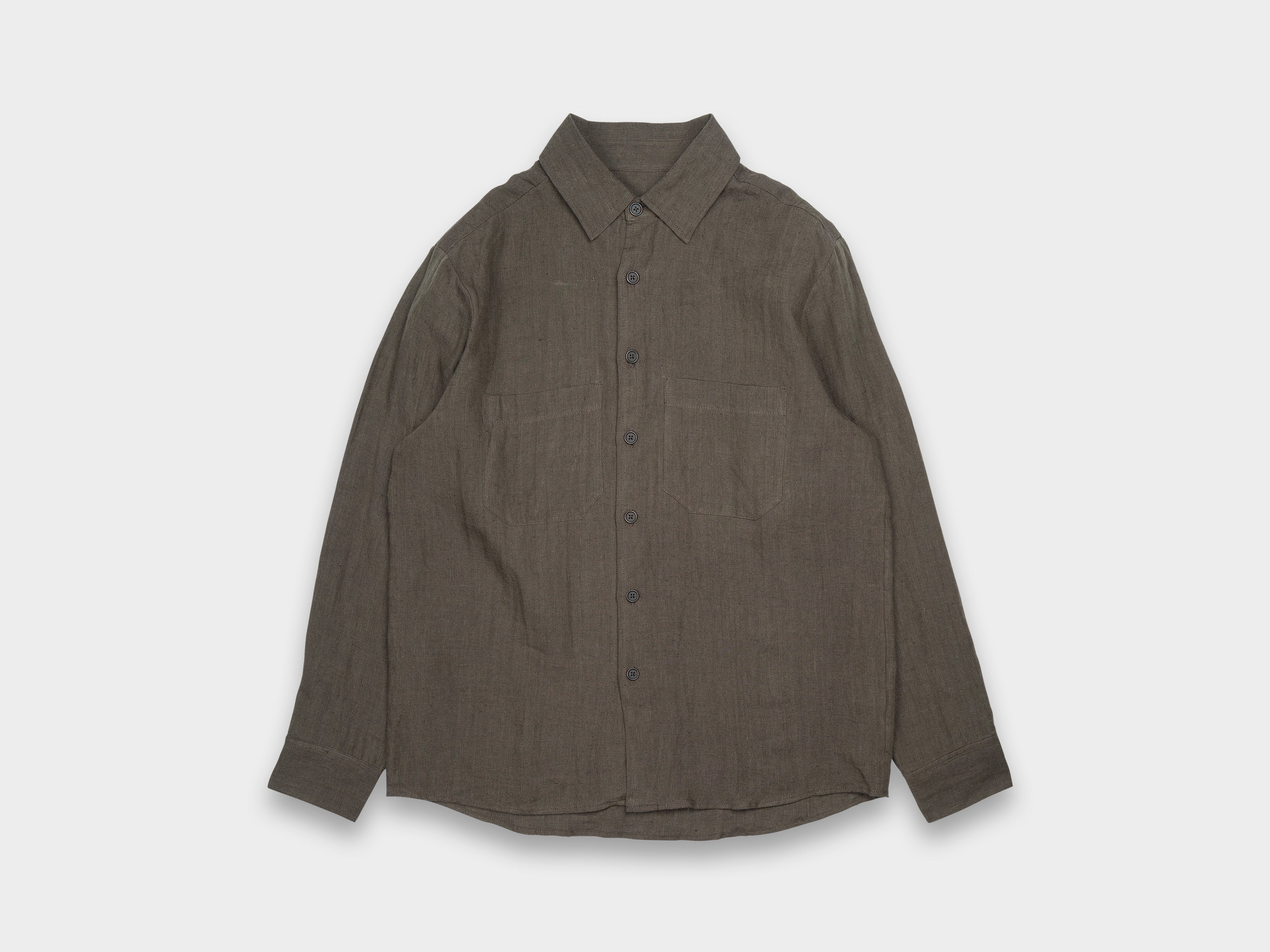 Evan Kinori Two Pocket Shirt Linen Hemp Brown – MAN–TLE