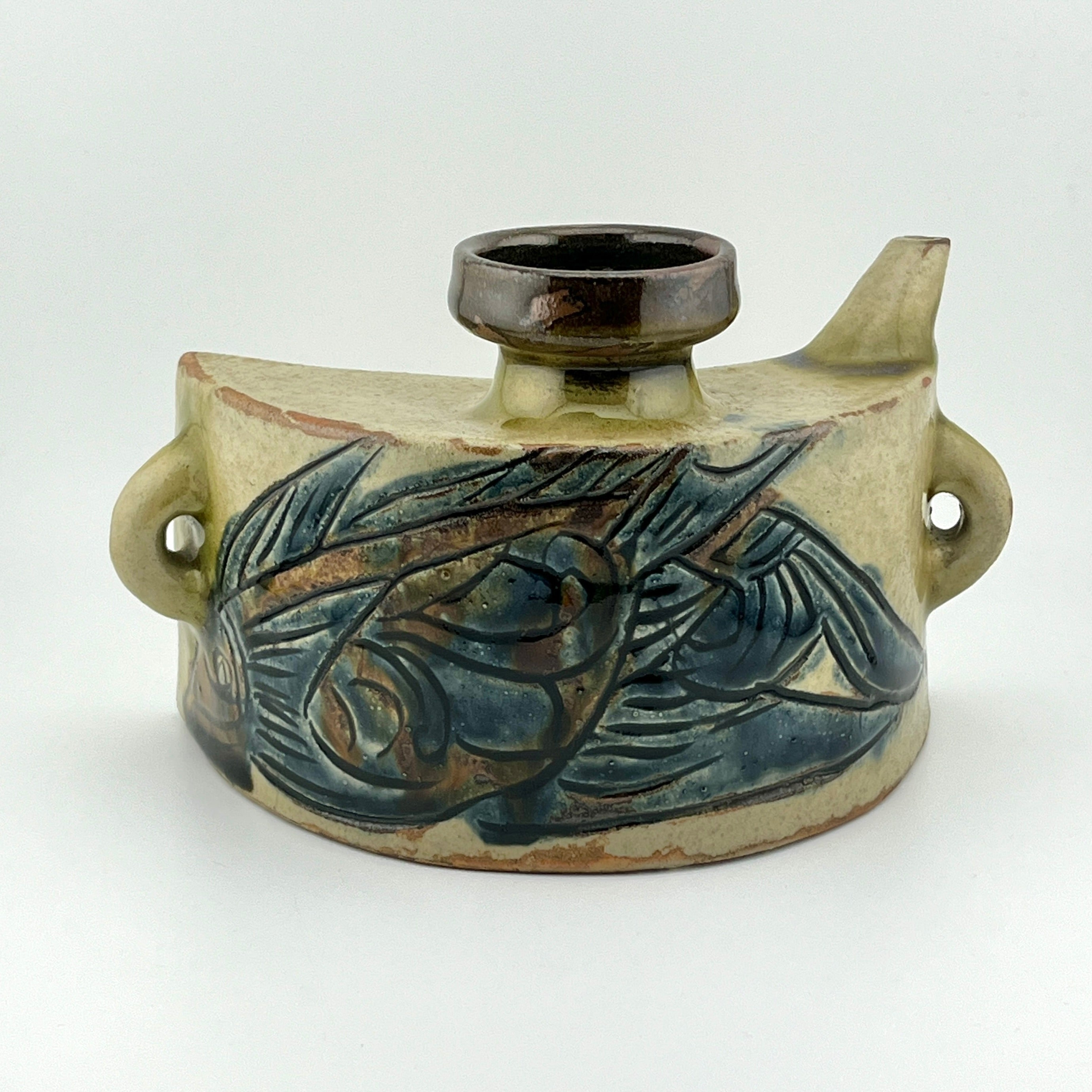 壺屋焼 人間国宝 金城次郎作 魚文抱瓶 （箱直筆） – 生活民芸 なかむた