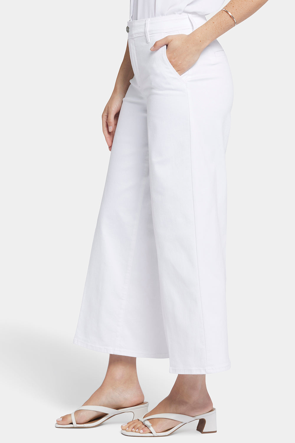 Mona Wide Leg Trouser Ankle Jeans With High Rise - Optic White