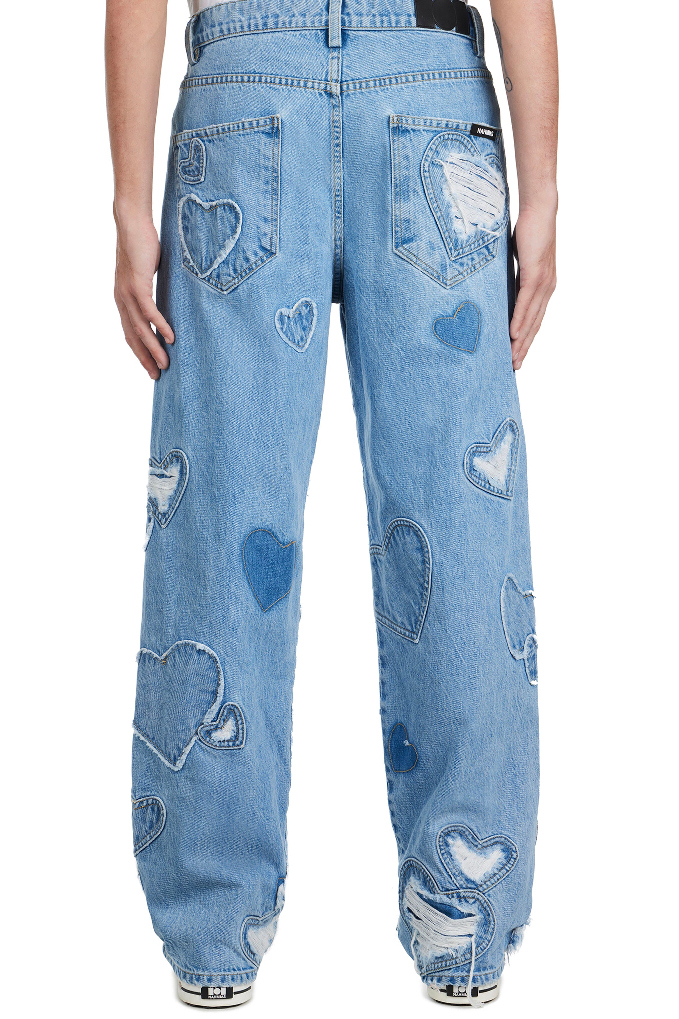 Denim Heart Patchwork Jeans in Light Wash – NAHMIAS