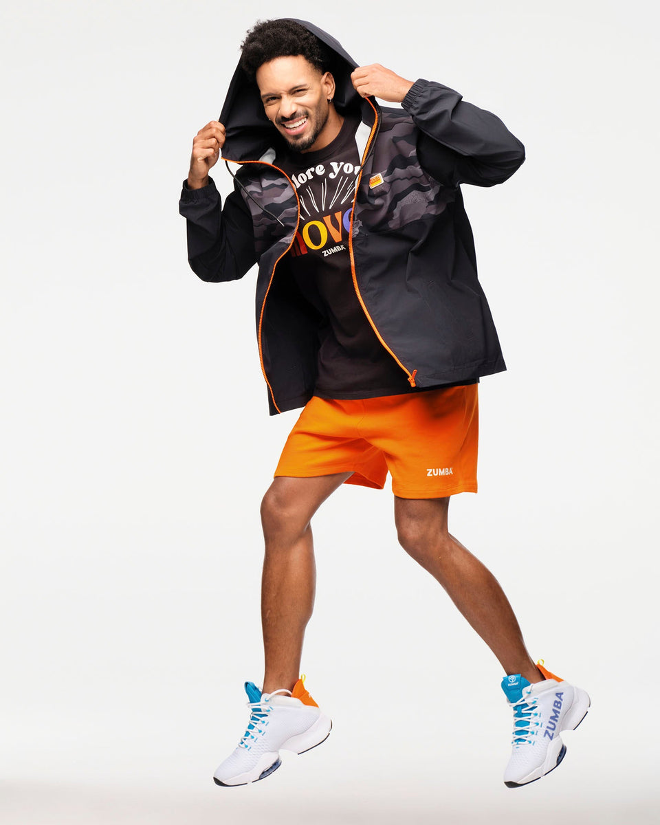 Zumba Explore Men's Hooded Windbreaker Jacket - Bold Black