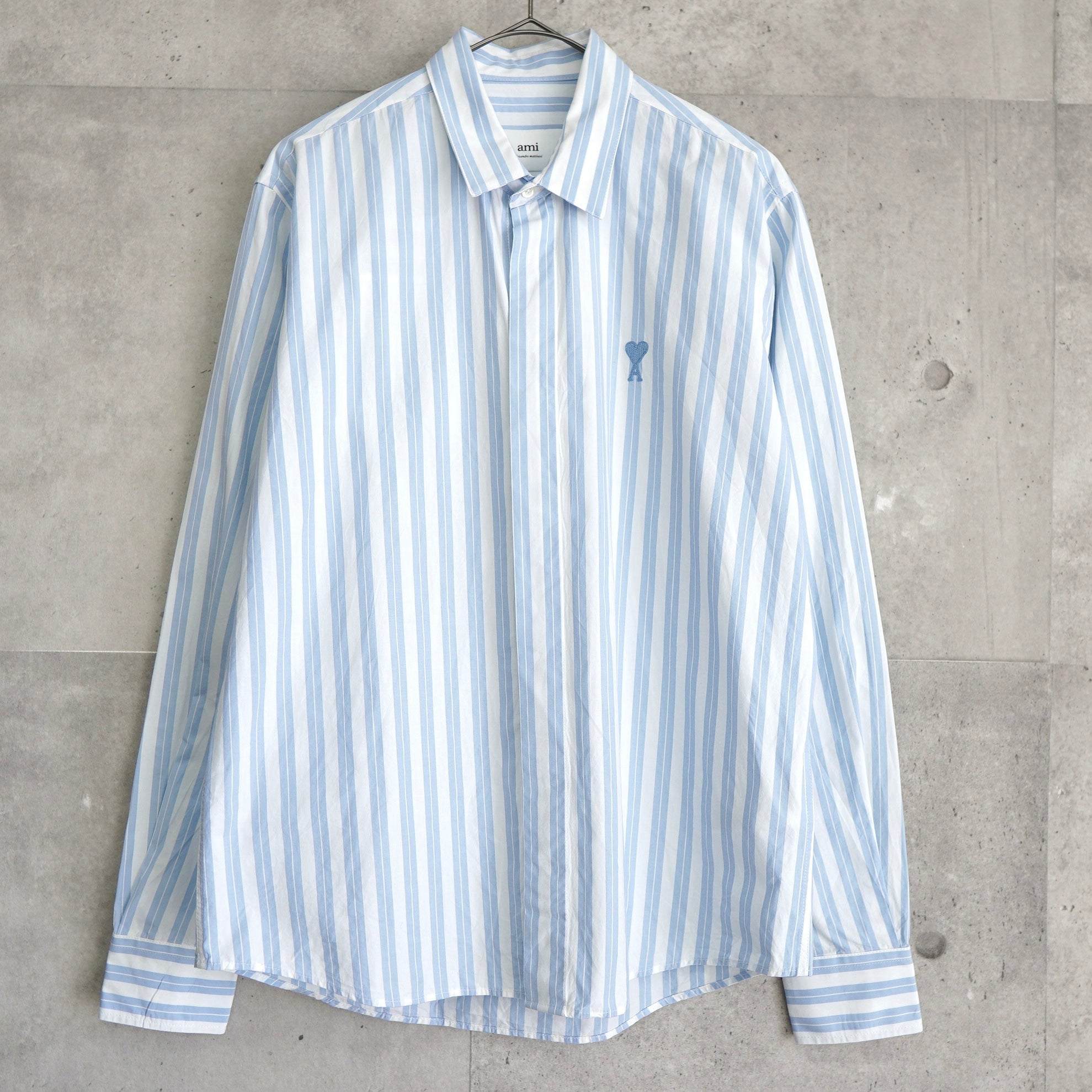 アミパリス アミパリ ハートロゴ ストライプ柄 長袖シャツ ライト