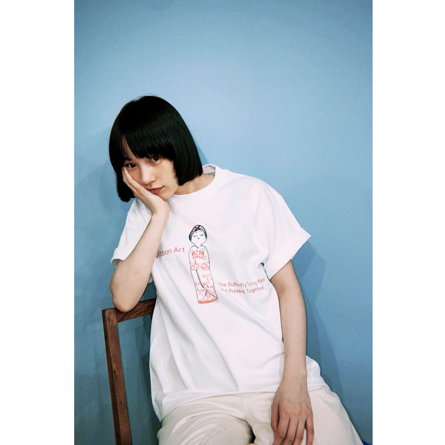 のんRibbon Art 昔といまを結ぶちょうちょ Tシャツ（ホワイト） – NON