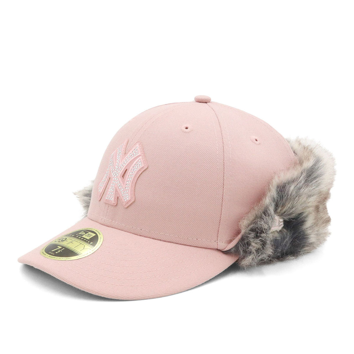 ニューエラ キャップ LP 59FIFTY / FLIP DOWN MLB RHINESTONE NYピンク