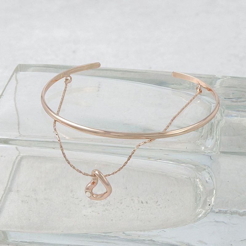 ブレスレット ニッケルフリー ロゼシルバー ハート ストーン チェーン