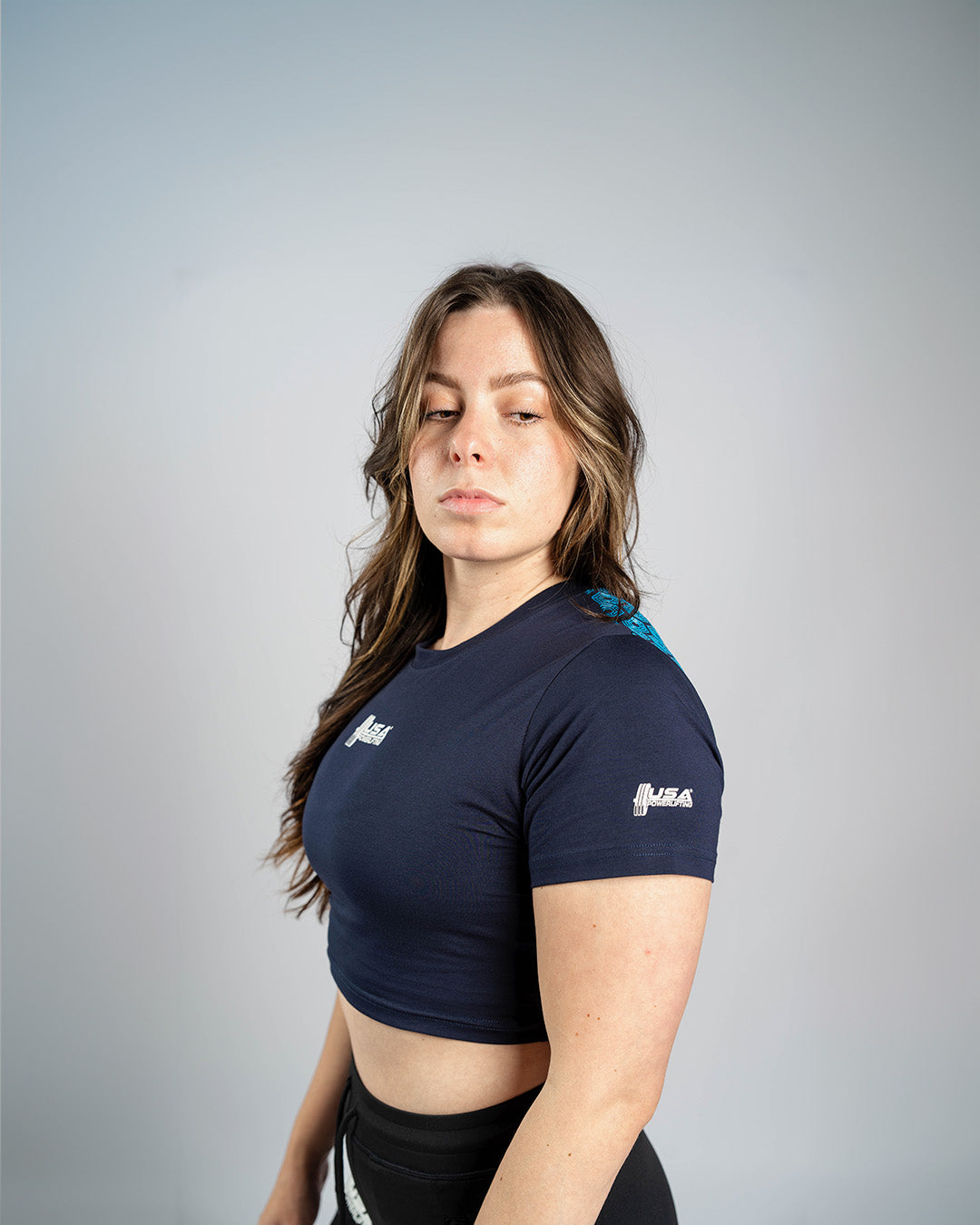 USAPL True-Fit Women's Bar Grip Crop - Navy - A7