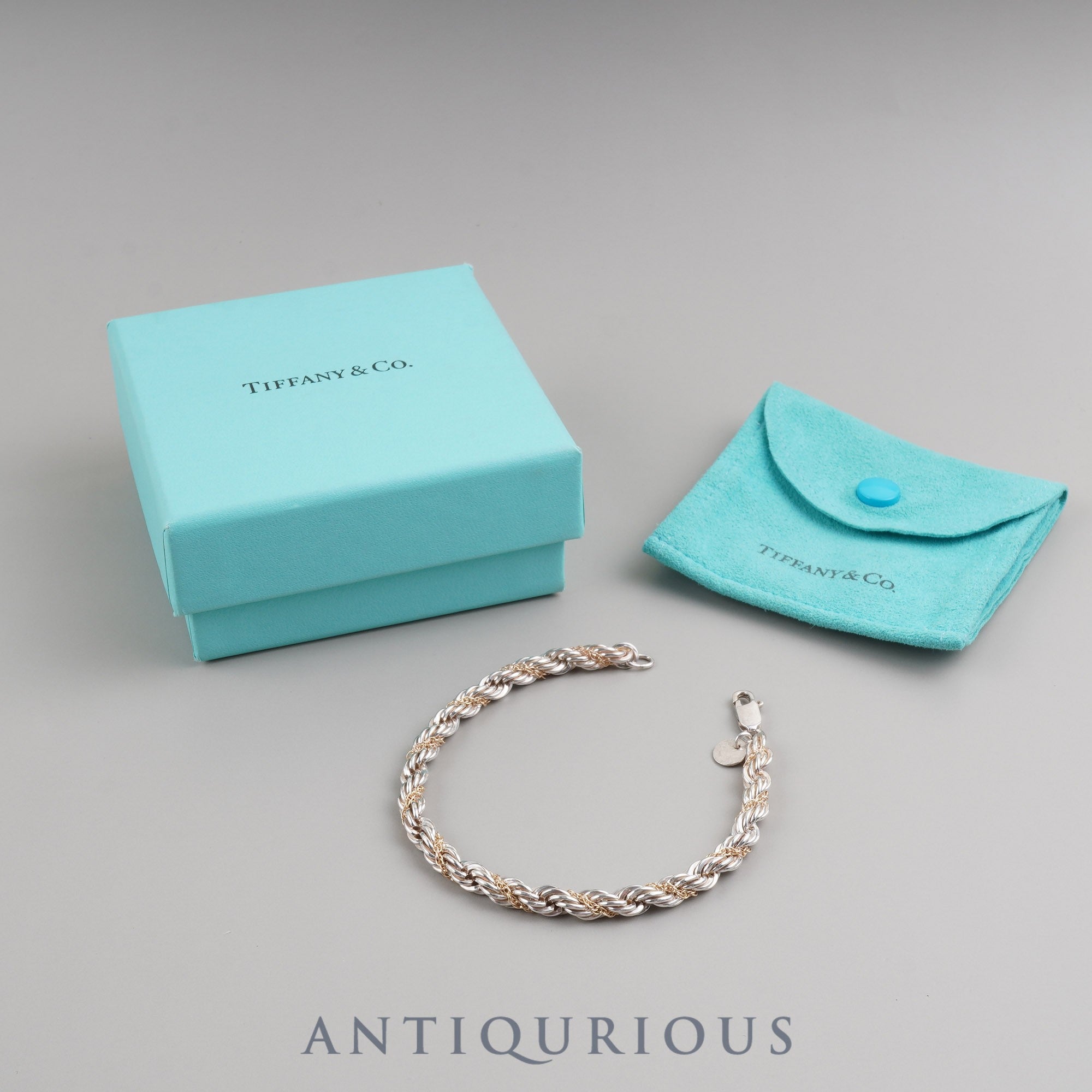 ティファニー ブレスレット ツイストチェーン SV925/14K 箱 保存袋