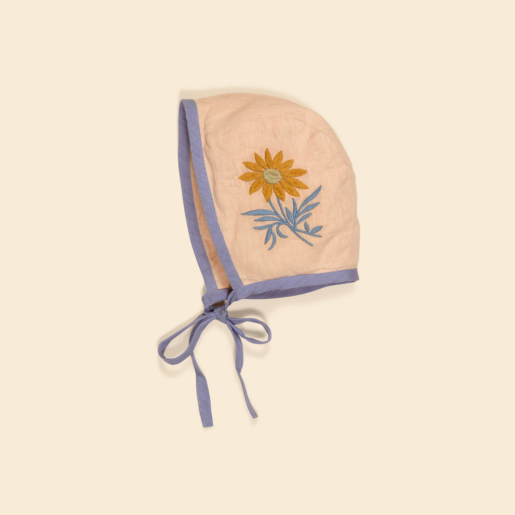 Cotton woven embroidered bonnet vintage inspired child. – Apolina