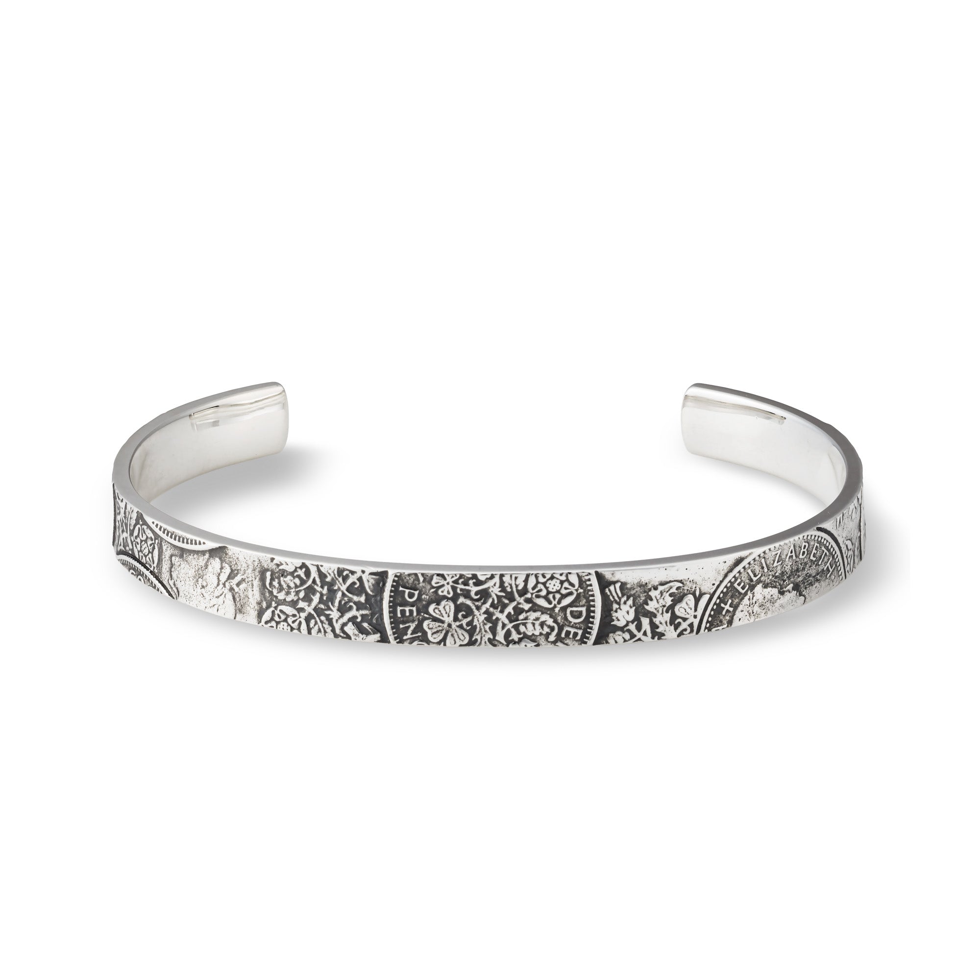 AQUA SILVER】幸せのシックスペンスコインバングル