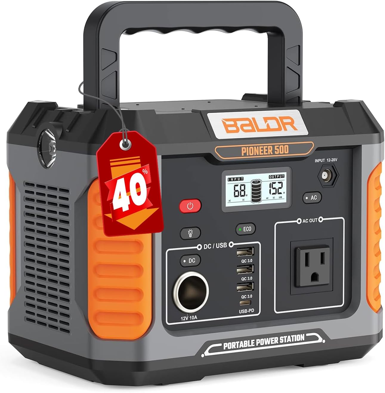 BALDRポータブル電源 リン酸鉄リチウムイオン電池 6倍超長寿命 500W