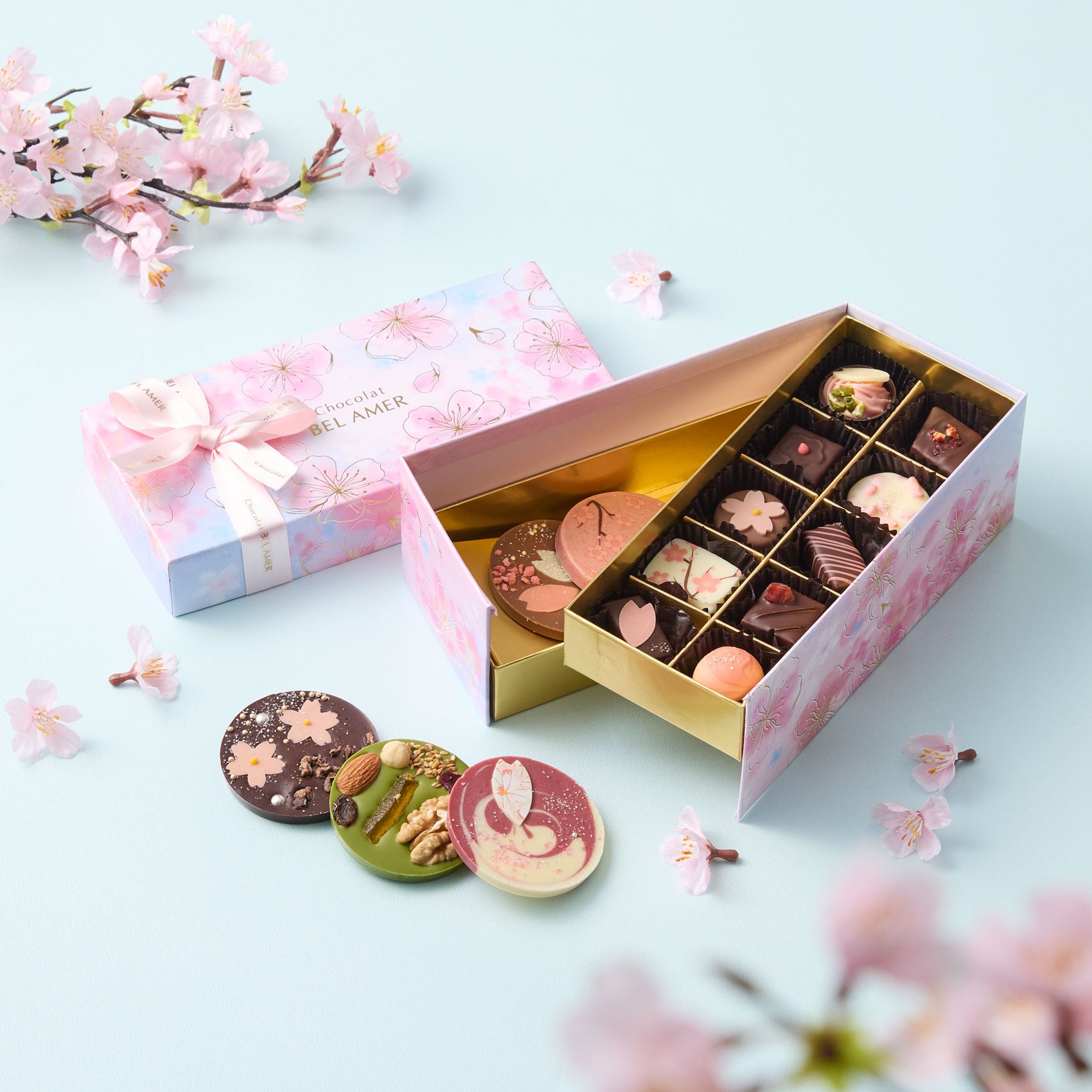 桜アソート 15個入 桜 チョコレート ショコラ リボン掛け 春ギフト