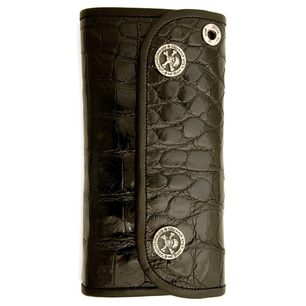 Hybrid Wallet for Large Currency in Shiny Alligator Leather - Bill