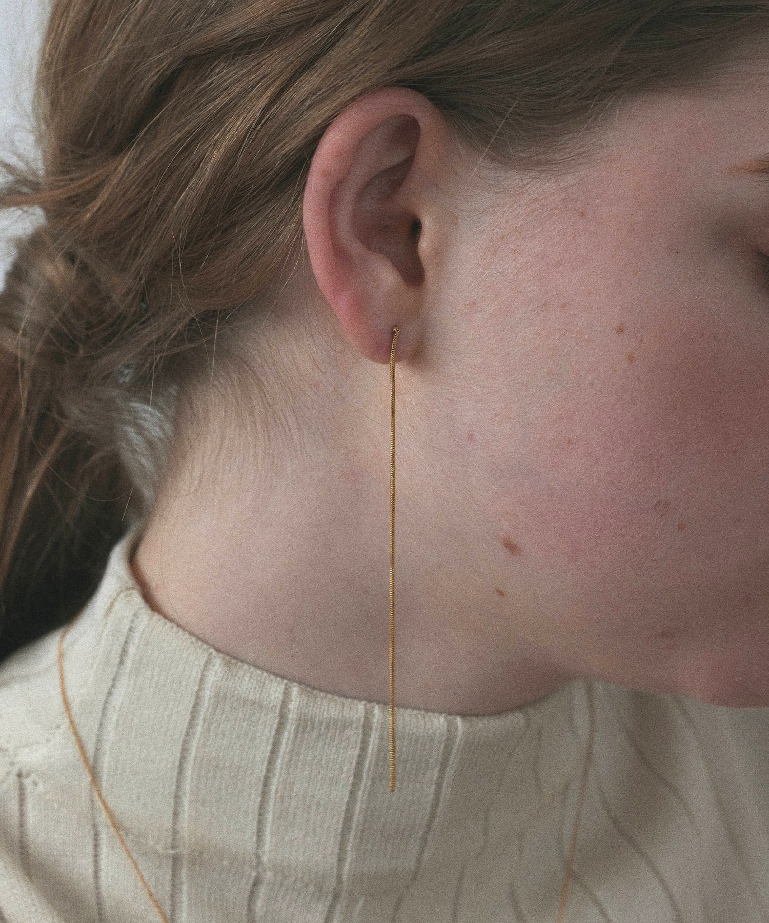 ゴールド]チェーンロングピアス