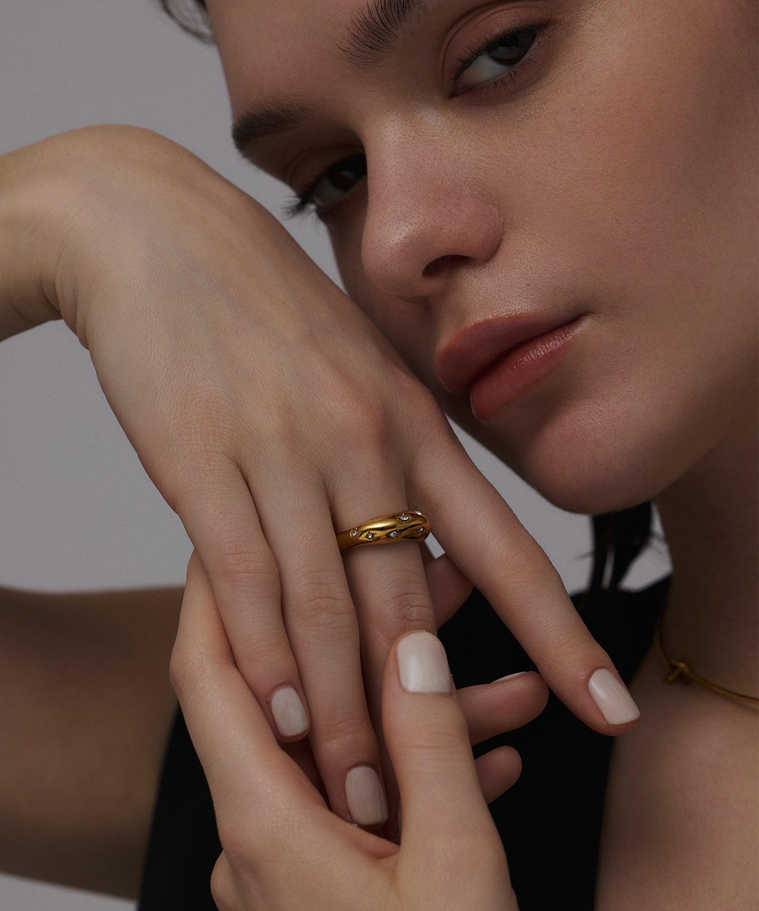 ゴールド]セグメントストーンリング