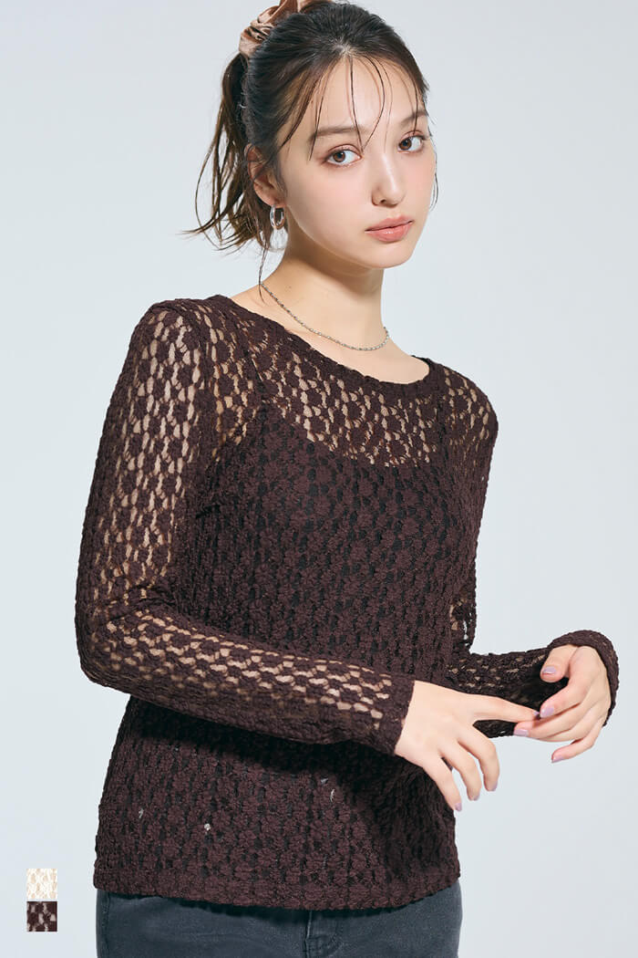 セール☆1990円→990円 ストレッチレーストップス レディース メール便