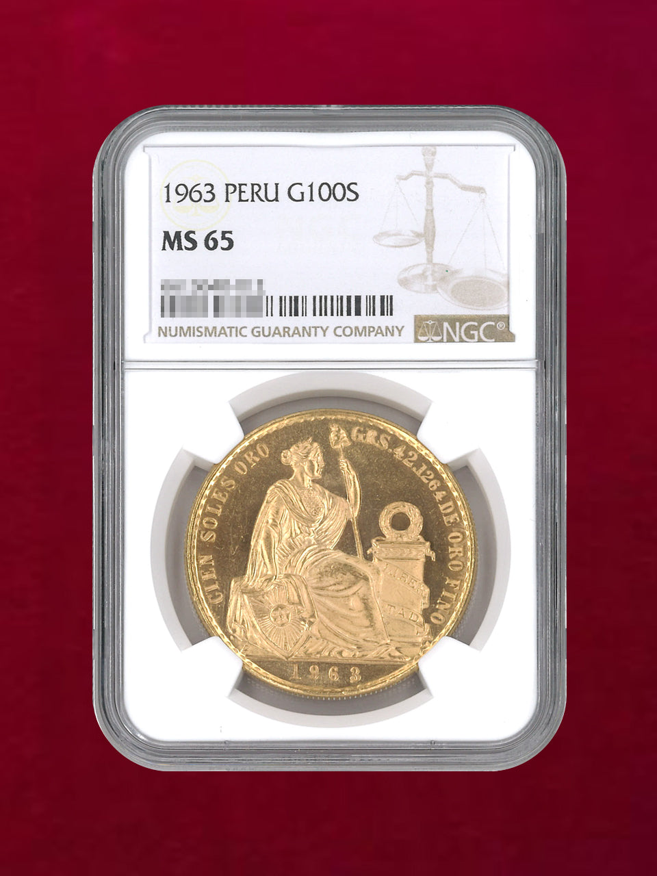 ペルー】100ソル 金貨 1963 NGC MS 65［A-0000203］ – ワールド