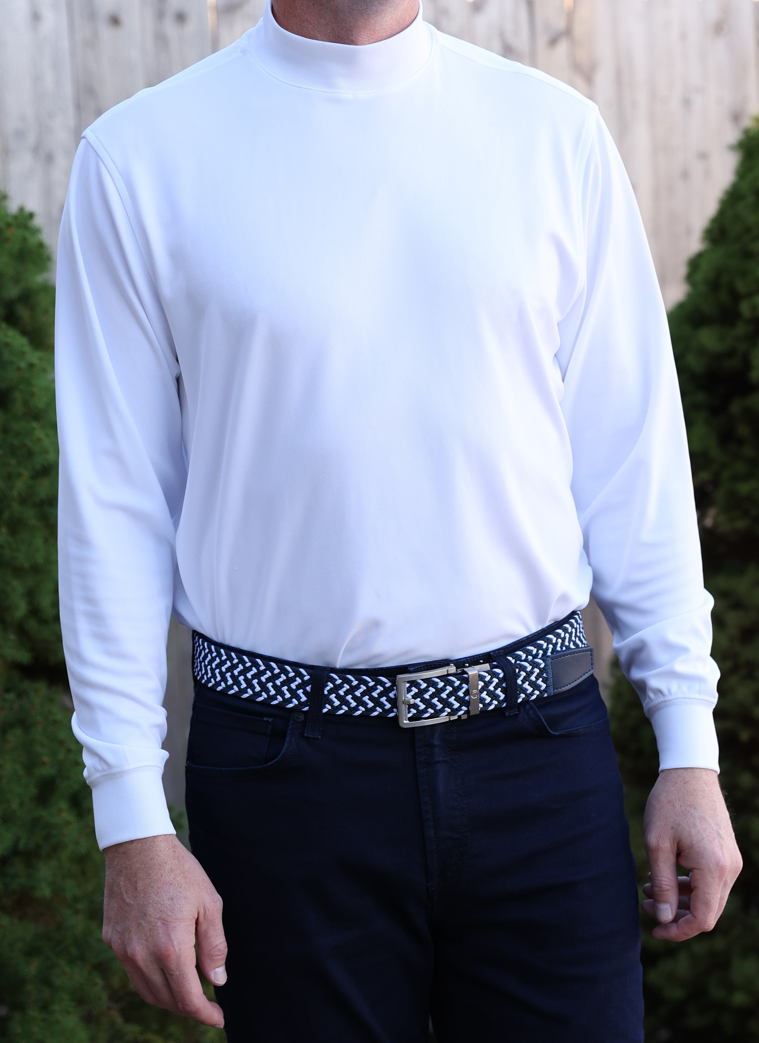 Long Sleeve Mock Neck Jersey - Navy | Donald Ross Sportswear