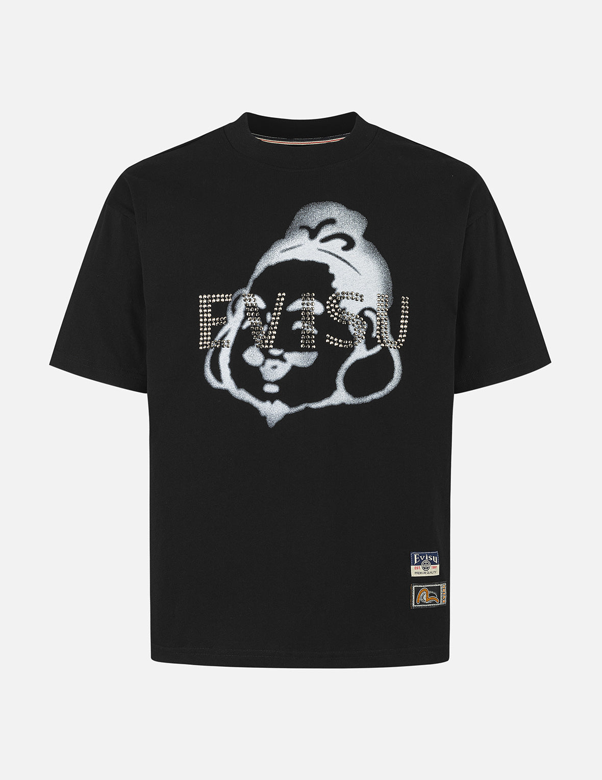 ラインストーンロゴと仏頭プリント リラックスフィット Tシャツ – EVISU