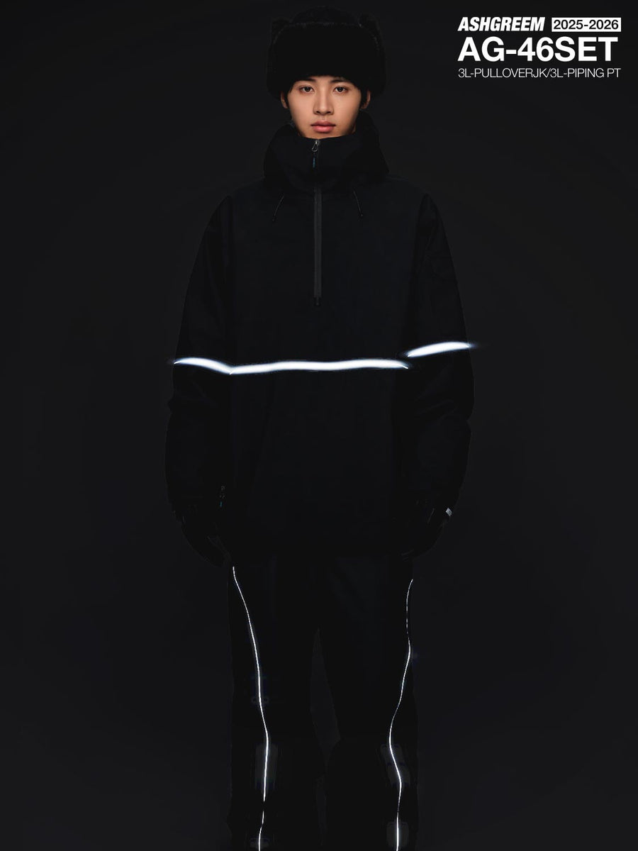 ASHGREEM スノーボードウェア 上下セット 3レイヤー パイピングプル