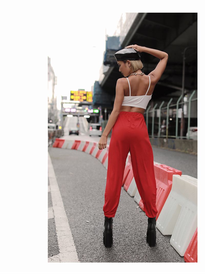 ボムシェル bombshell スウェット スリット sexy 黒 赤 ロングパンツ