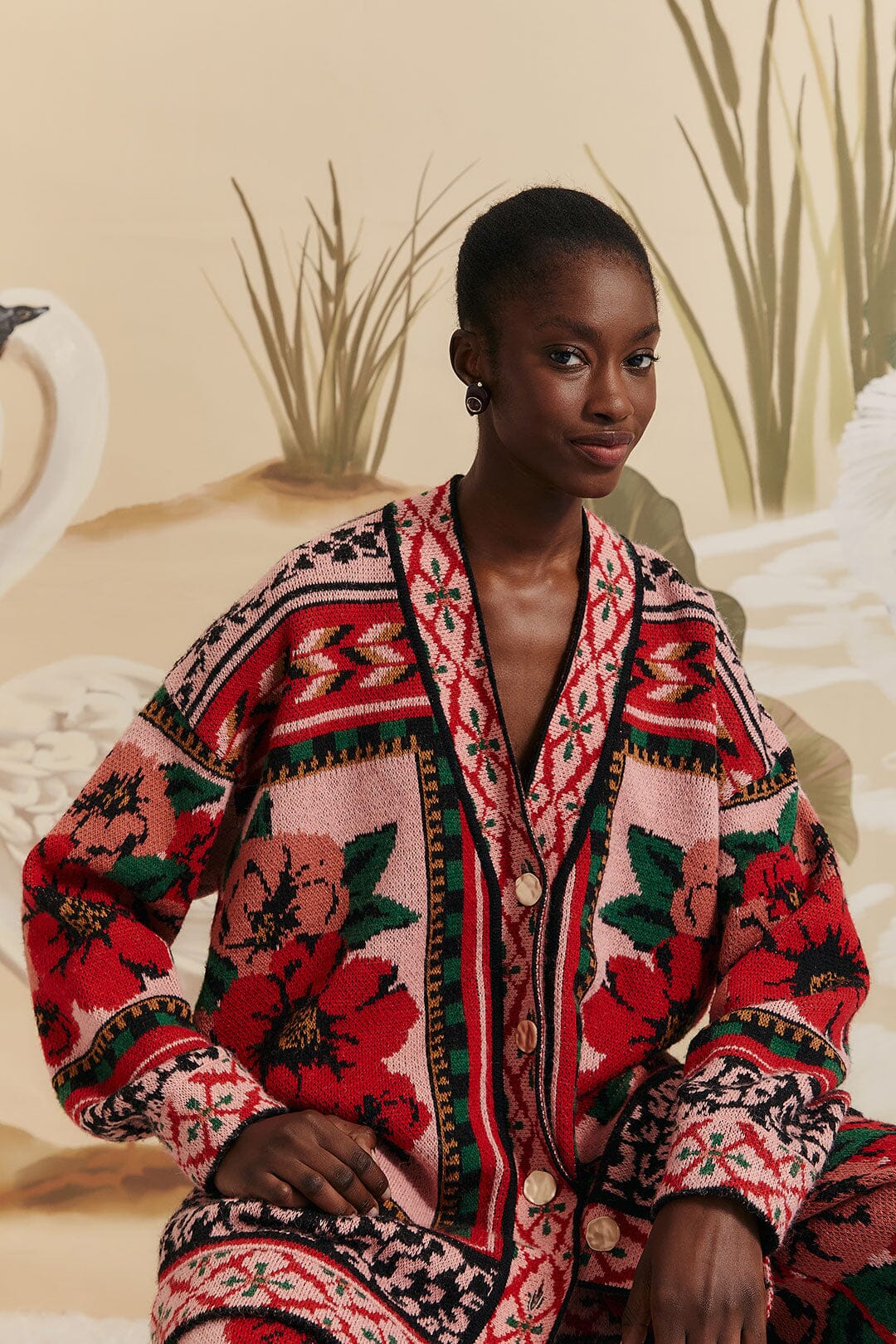 Pink Flower Tapestry Knit Cardigan – FARM Rio