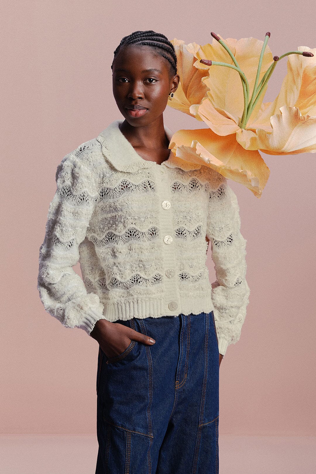 Mixed Stitches Off-White Knit Cardigan – FARM Rio