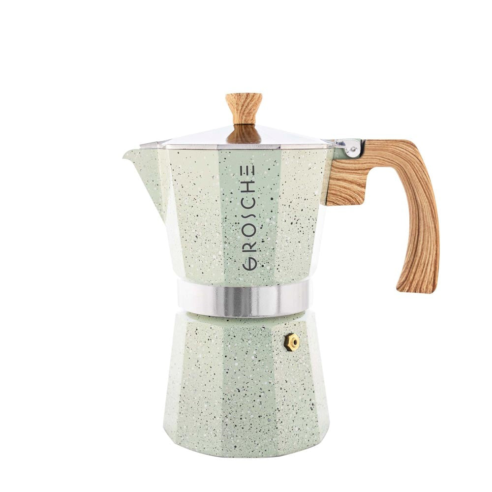 GROSCHE Milano Stone Moka Pot [6 Cup] – Mint Green – Gold Roast