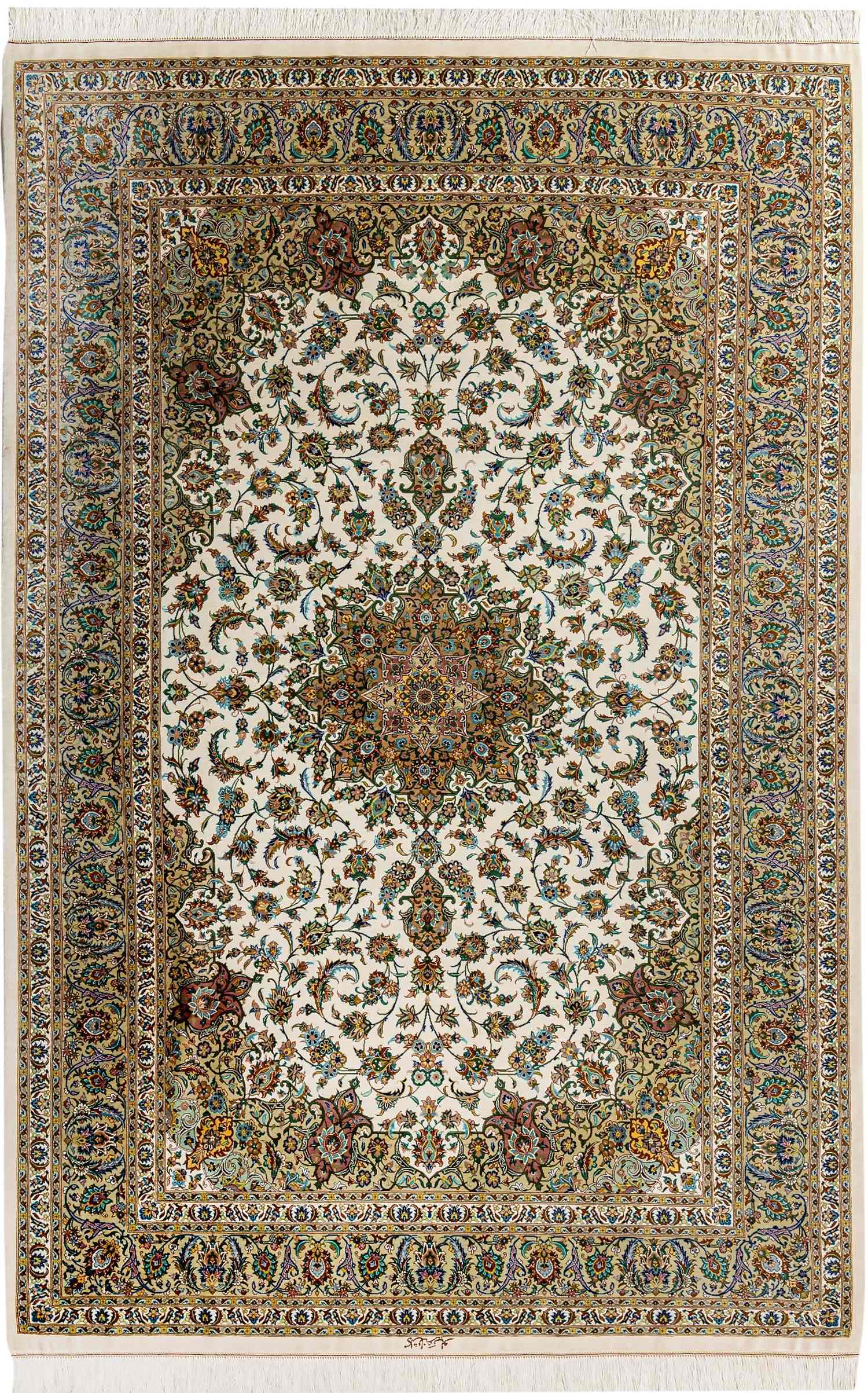 ペルシャ絨毯 クム産 シルク100% [アルバル工房] カーシャン柄