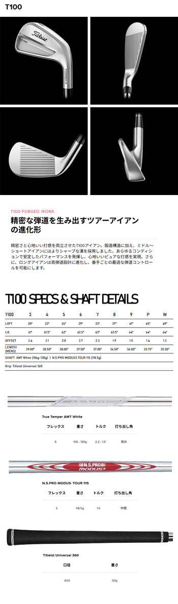2025年8月22日発売】タイトリスト□T100アイアン'25□6本組（5～P