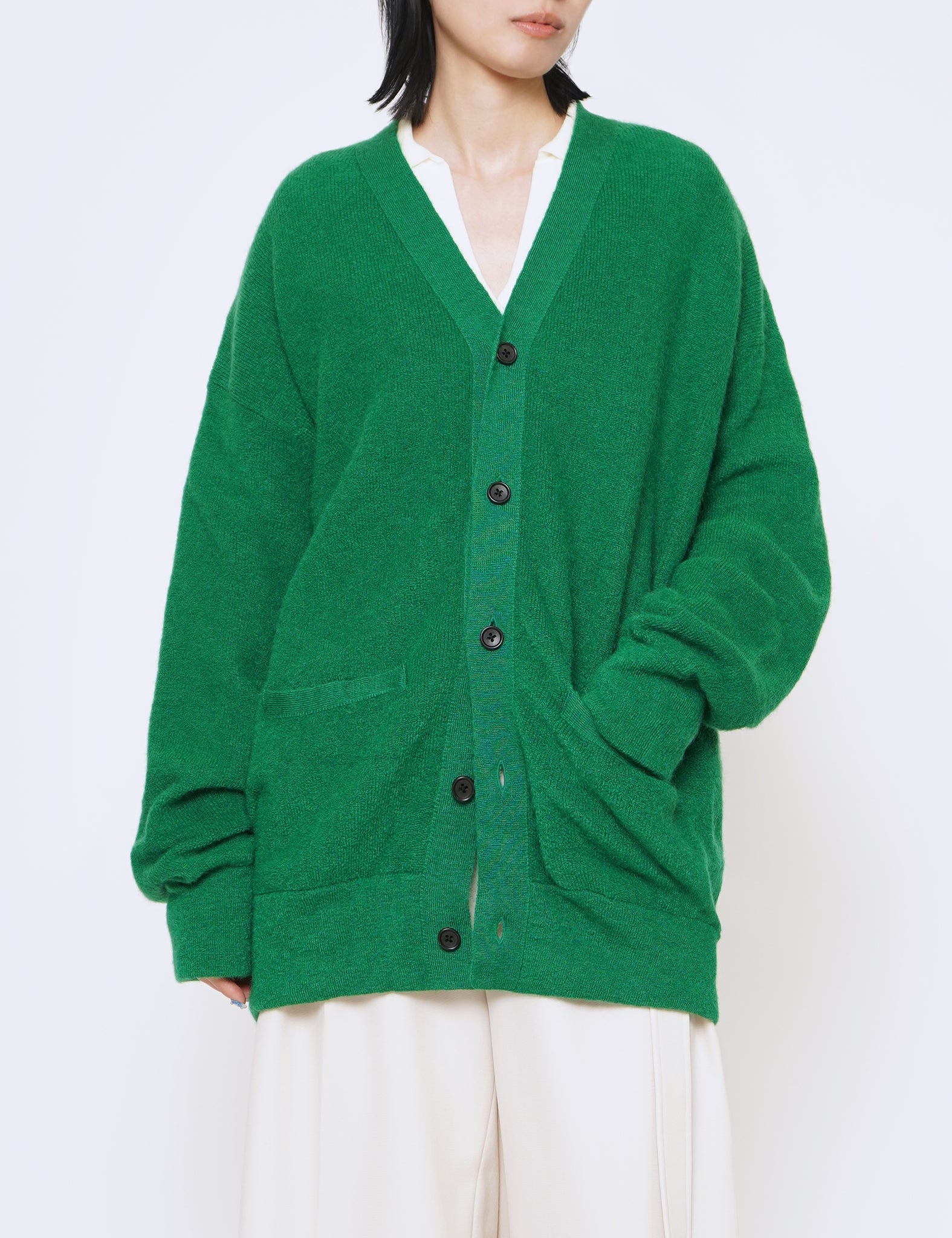 stein GREEN EXTRA FINE KID MOHAIR CARDIGAN