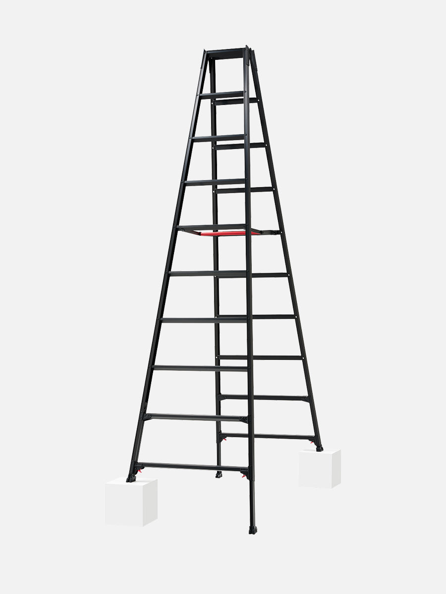 公式】長谷川工業 ワンタッチバー付 伸縮式専用脚立 ブラック RYZB 10