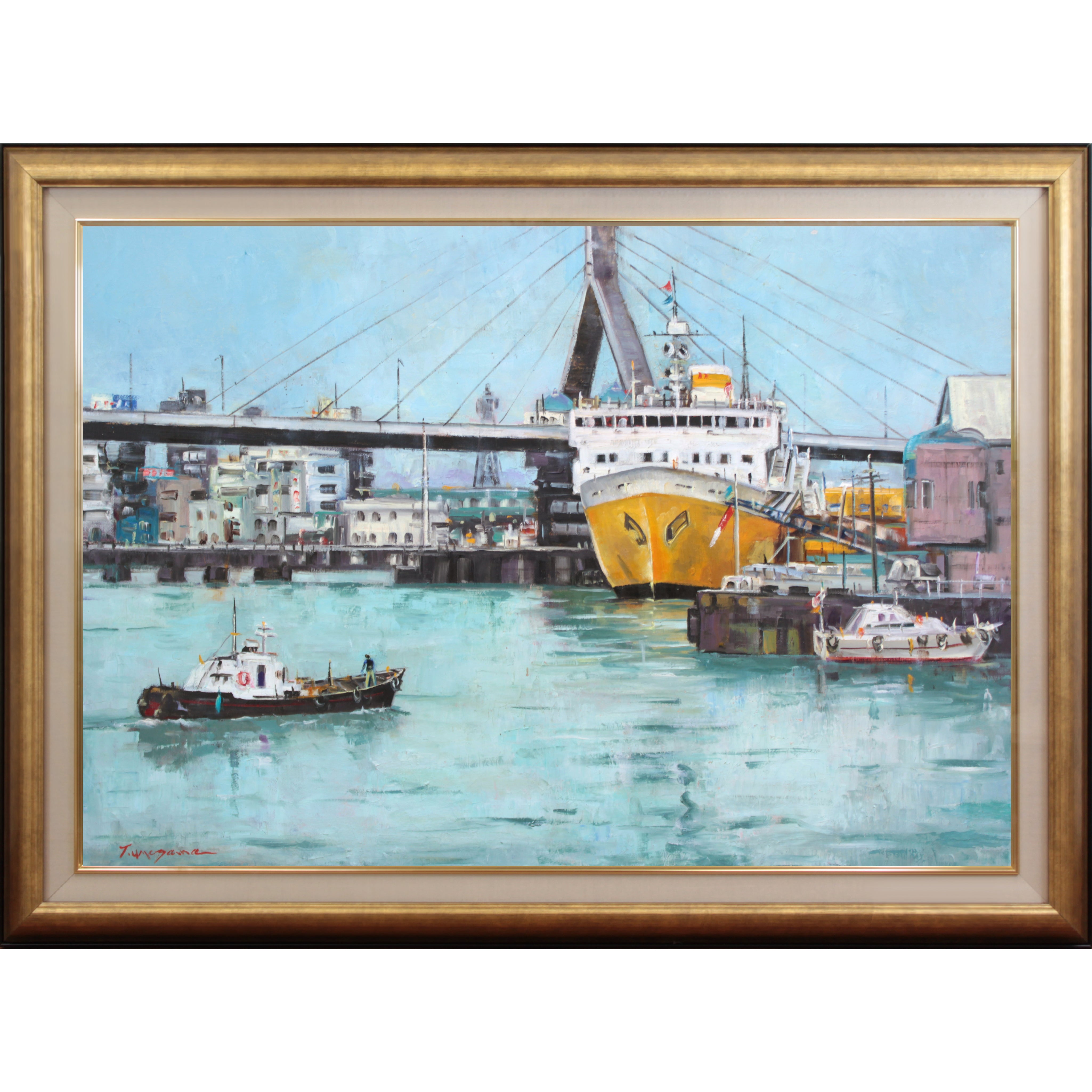 梅沢民雄 『青森港』 油彩画 - 北海道画廊