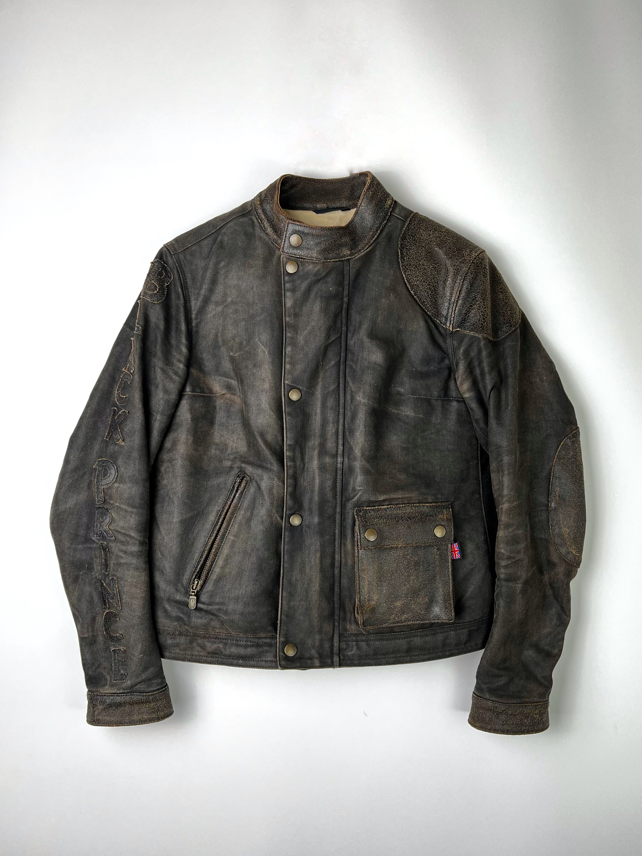 BELSTAFF BLACK PRINCE LEATHER MOTORCYCLE JACKET BROWN - XS/S