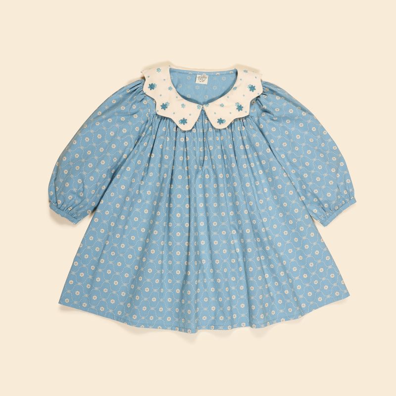 Apolina Esther Dress || Quilt Calico Blue Pebble – Honey Pie
