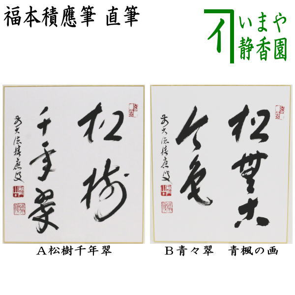 茶器/茶道具 色紙】 直筆 松樹千年翠又松無古今色 福本積應筆 – 今屋静香園
