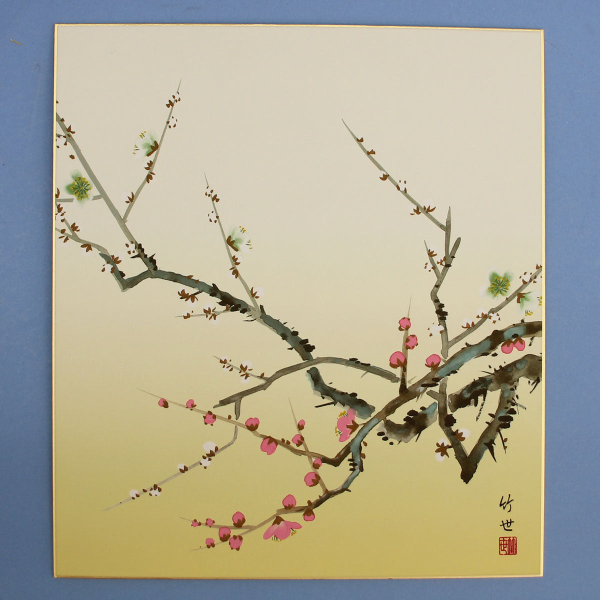 四季絵色紙 花鳥画 紅白梅 – 寿鳳人形の東芸