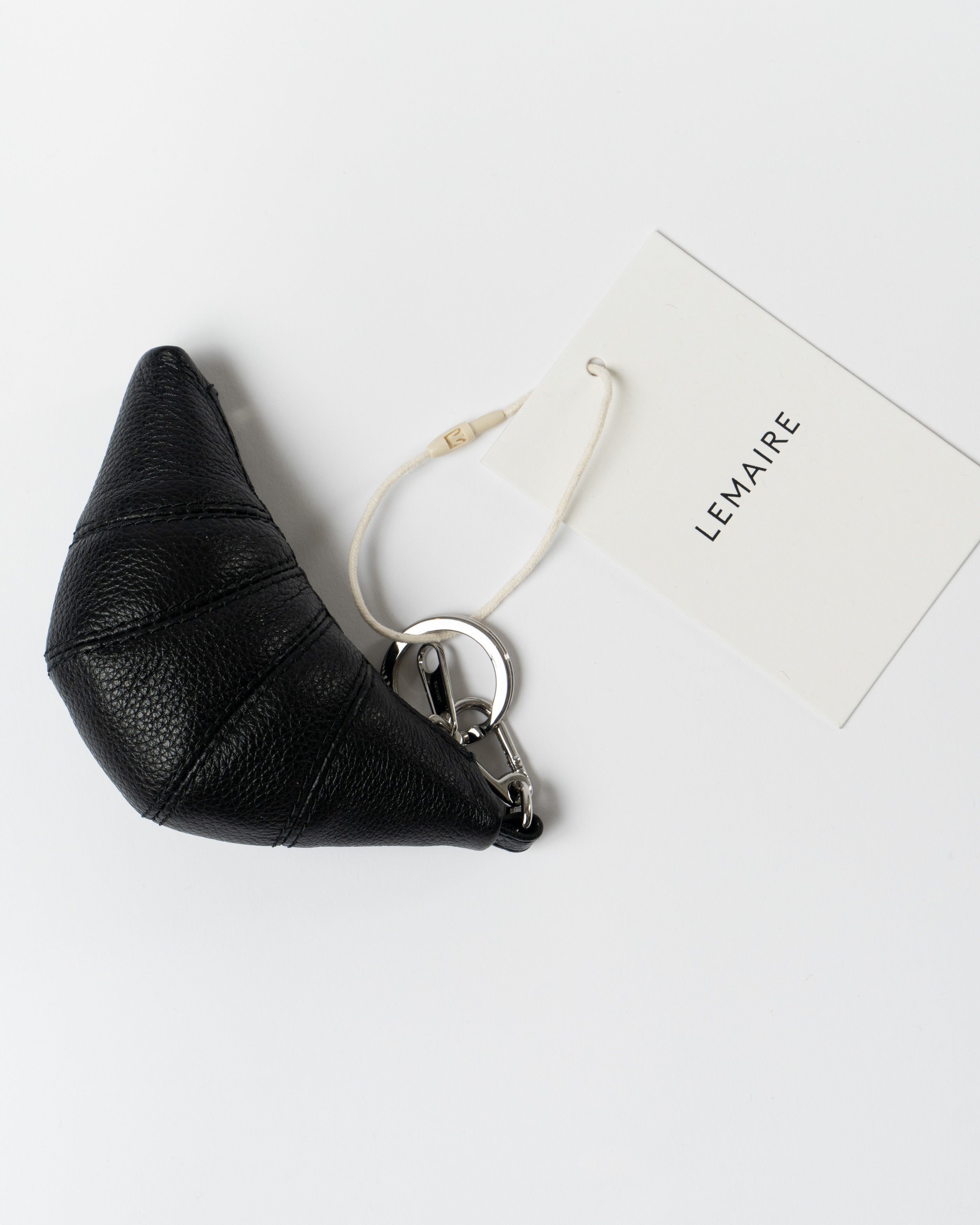 Lemaire Mini Croissant Key Ring in Black Curated at Jake and Jones