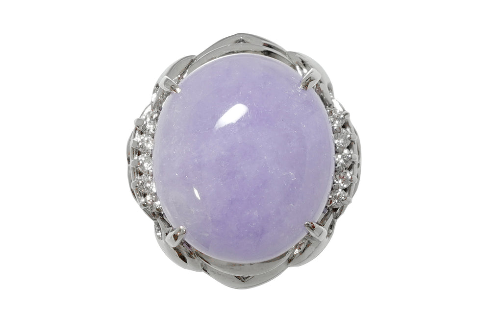 Lavender-Jade Pt900ラベンダー翡翠 ダイヤモンドリング (NO.49764