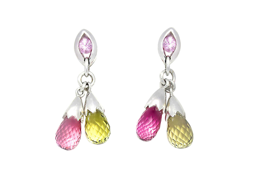 Green Tourmaline K18WGグリーン/ピンクトルマリンピアス (NO.127616