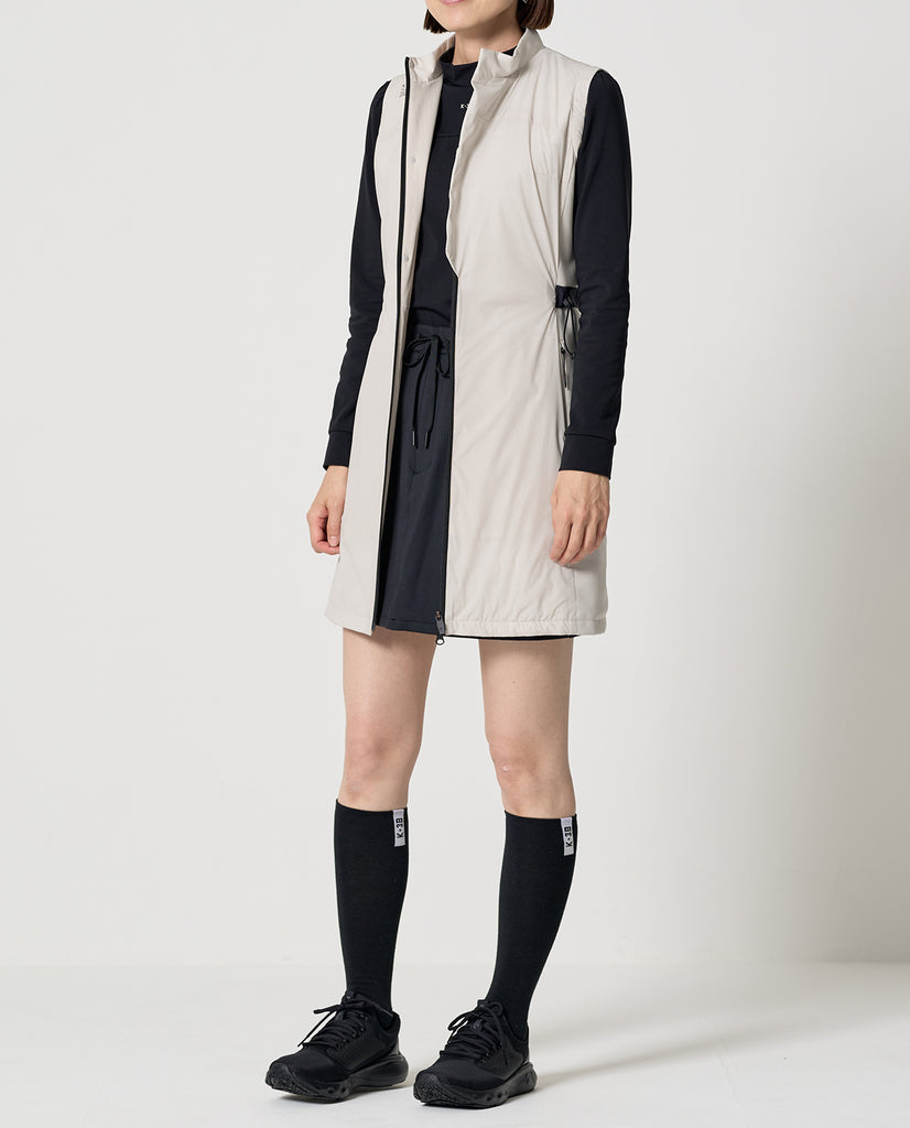 0_0203_V スリット入りストレッチ中綿 ノースリーブワンピース