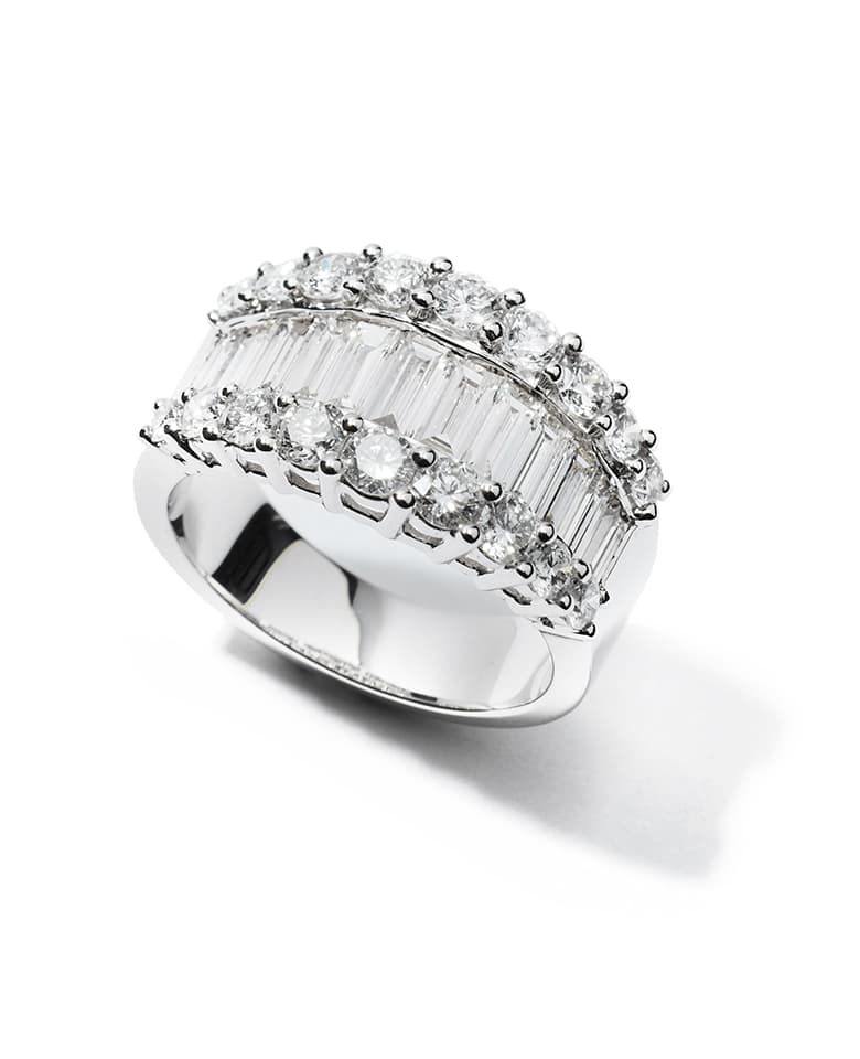 18金ホワイトゴールドバケットダイヤリング – 買えるLEON