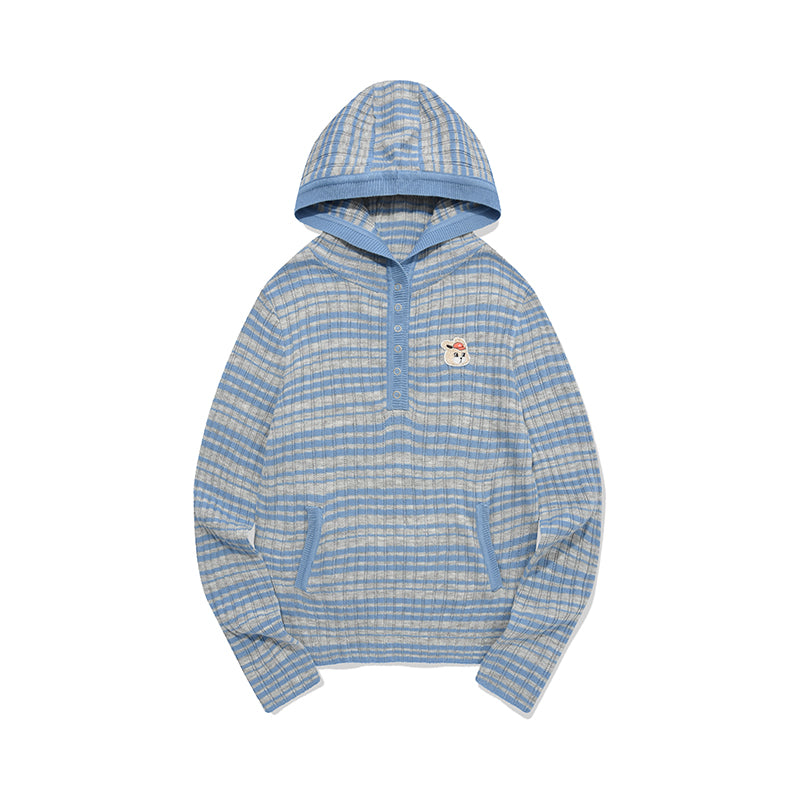 ウィッティバニーストライプニットパーカー【スカイ】