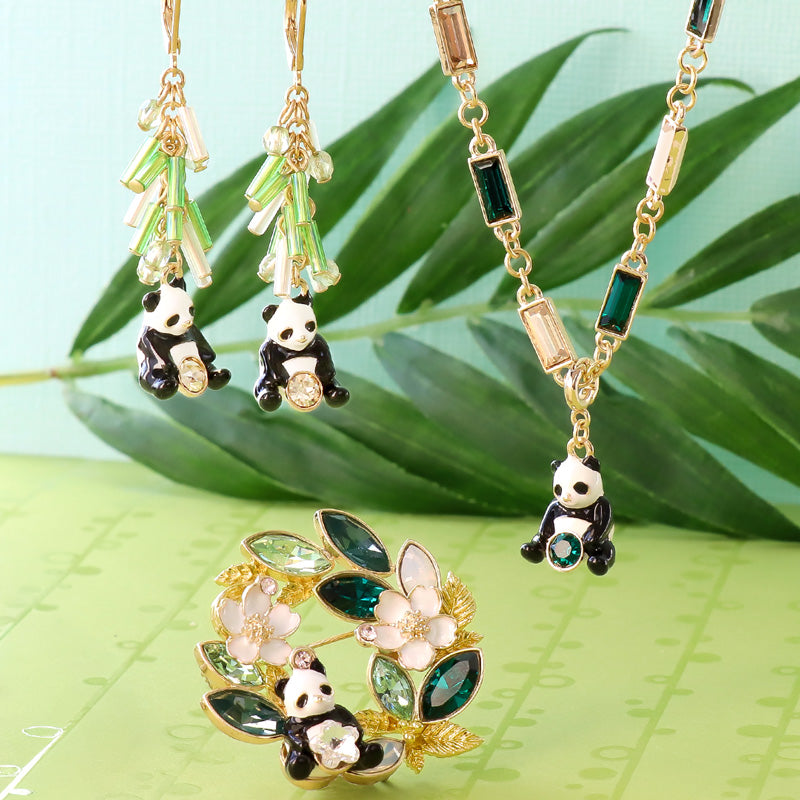 レシピNo.KR1298 石座チャームパンダのアクセサリー3種 – 貴和製作所