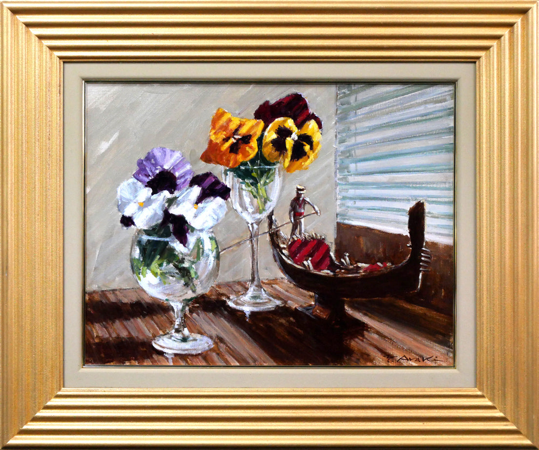 荒木義太郎「窓辺の静物」油絵・F6号 絵画買取・販売の小竹美術