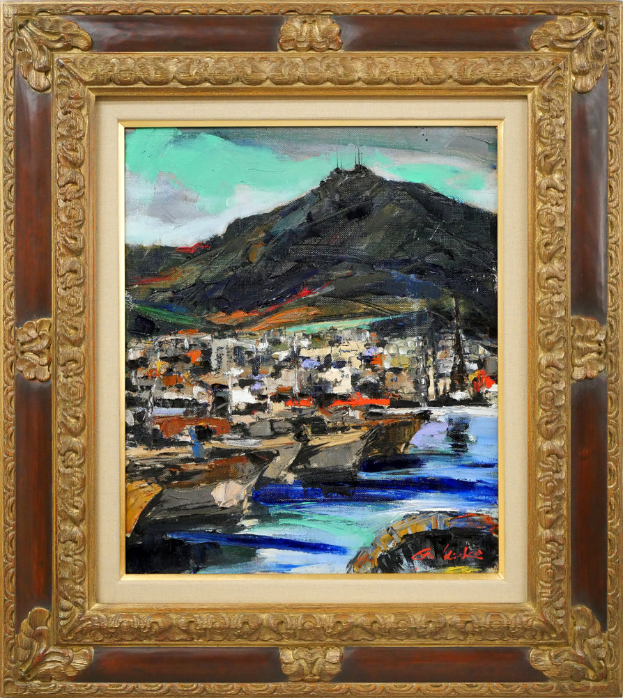 石岡剛「函館山」油絵・F8号 絵画買取・販売の小竹美術