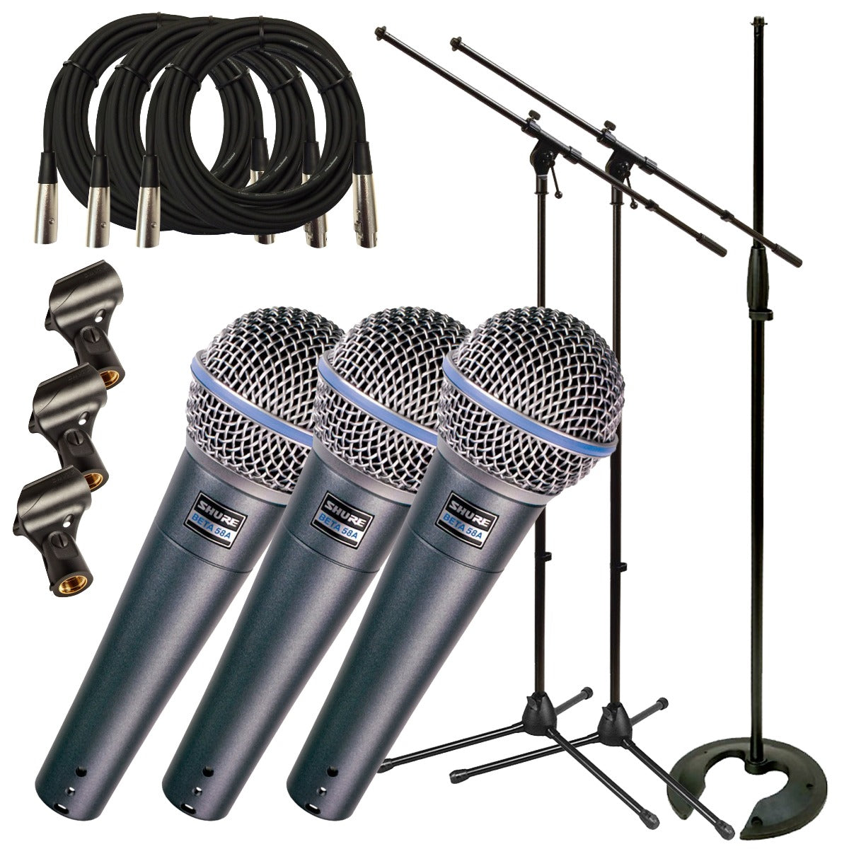 Shure Beta 58A Dynamic Vocal Microphone TRIPLE STAGE PAK – Kraft Music